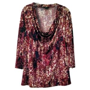 Dana Buchman Women Pink Purple Red Stretchy Cowl neck blouse 1x